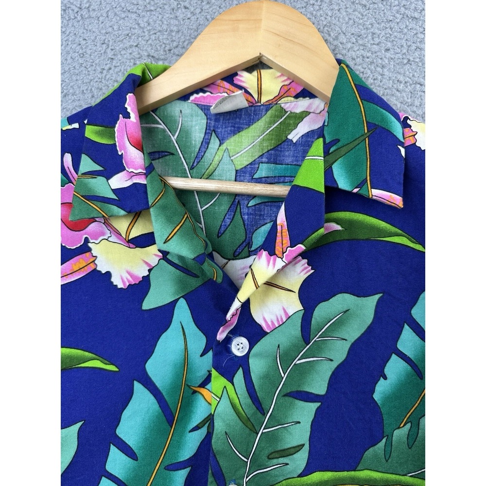 Vintage Angelica Hawaiian Shirt Adult Large Multicolor Floral Made In USA